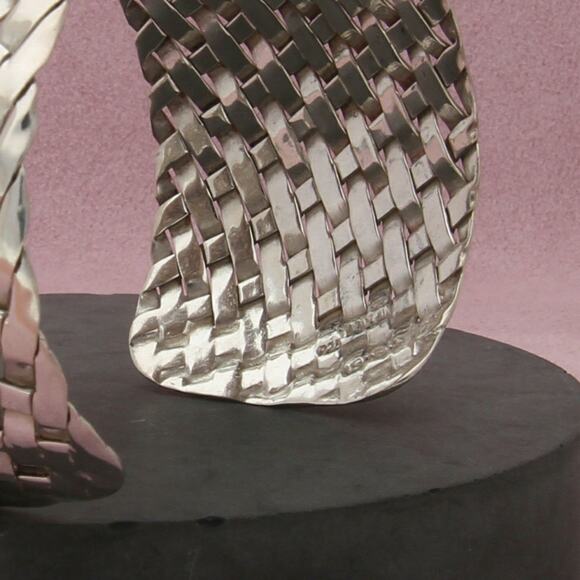 taxco mexico sterling silver vintage turquoise woven cuff bracelet size 7.25in - Picture 3 of 3